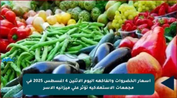 أسعار الخضروات والفاكهة اليوم الاثنين 4 اغسطس 2025 في مجمعات الاستهلاكية تؤثر على ميزانية الأسر